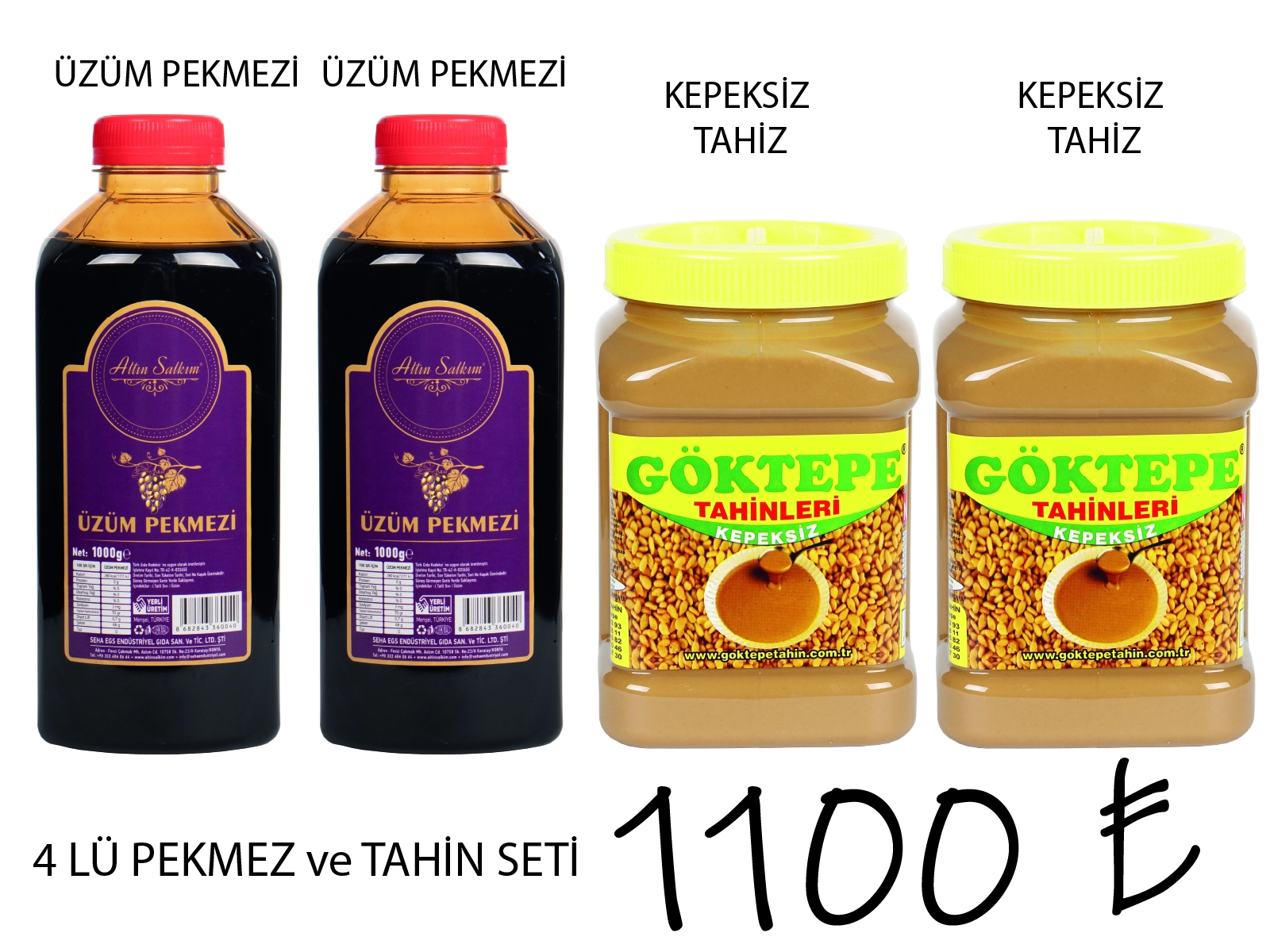 4 lü Pekmez ve Kepeksiz Tahin Seti